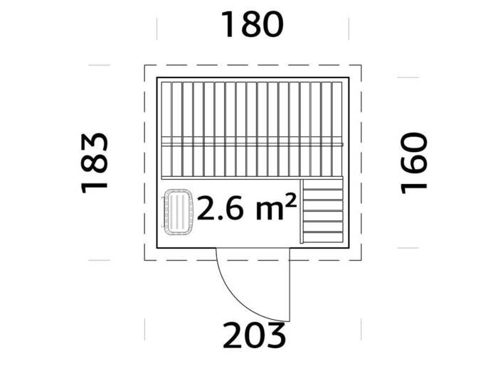 Palmako Eir sauna inkl. ovn 183 x 203 cm